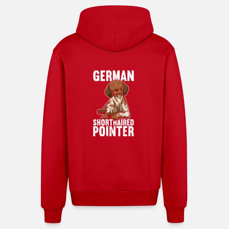 German Shorthaired Pointer - Organic Relaxed Hooded Jacket Made in EU - red