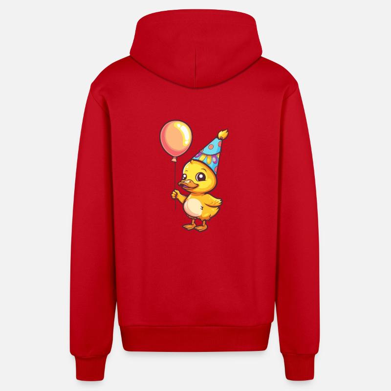 Canard Anniversaire Bébé - Veste à capuche bio décontractée fabriquée en UE - rouge