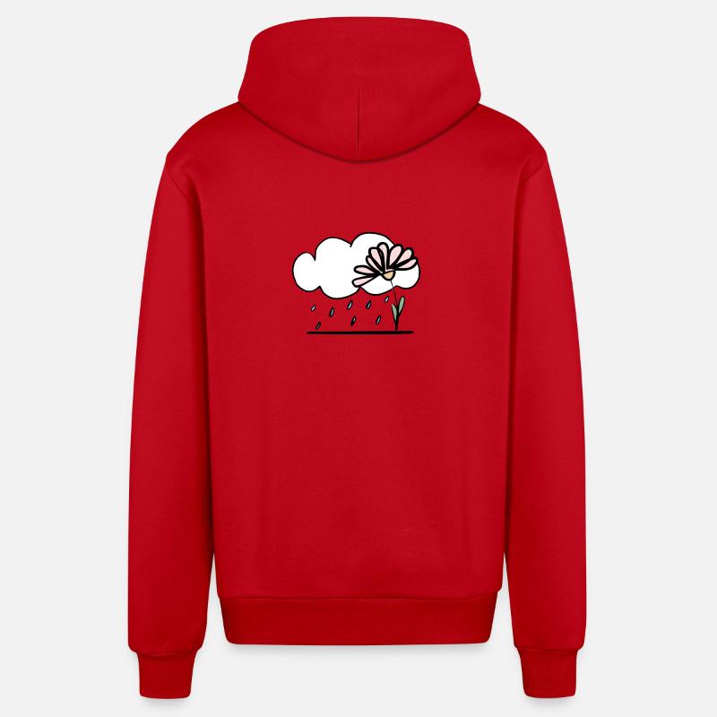Fleur sous la pluie - Veste à capuche bio décontractée fabriquée en UE - rouge