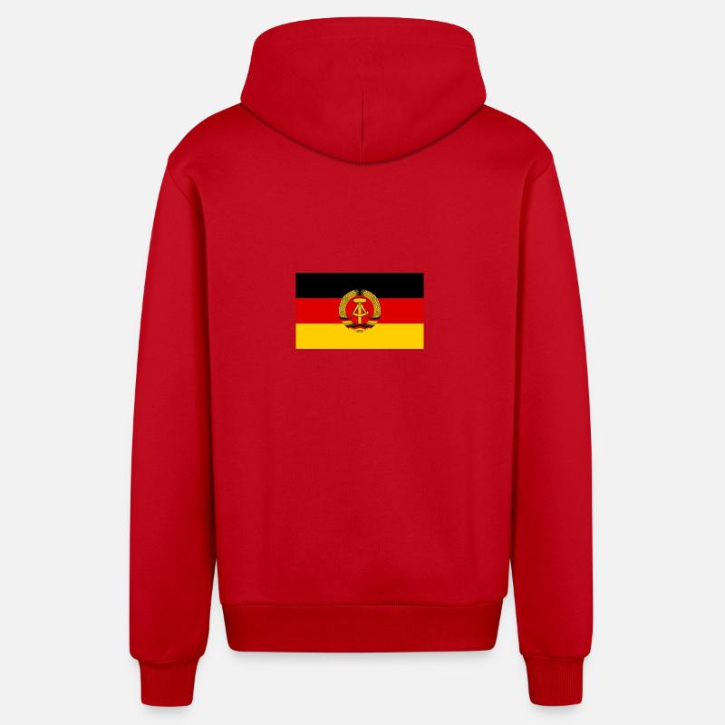 Drapeau de la RDA - Veste à capuche bio décontractée fabriquée en UE - rouge