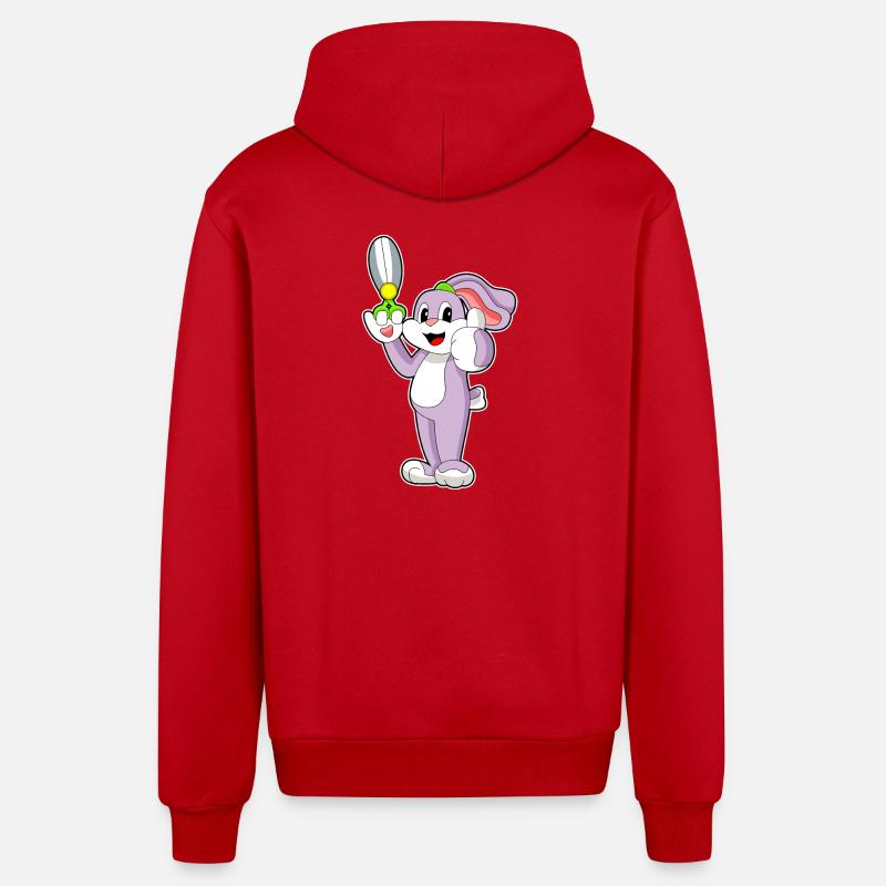 Ciseaux de coiffeur lapin - Veste à capuche bio décontractée fabriquée en UE - rouge