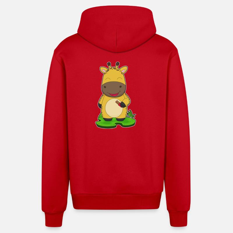 Barre de chocolat Girafe - Veste à capuche bio décontractée fabriquée en UE - rouge