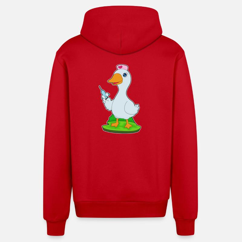 Seringue d’infirmière de canard - Veste à capuche bio décontractée fabriquée en UE - rouge