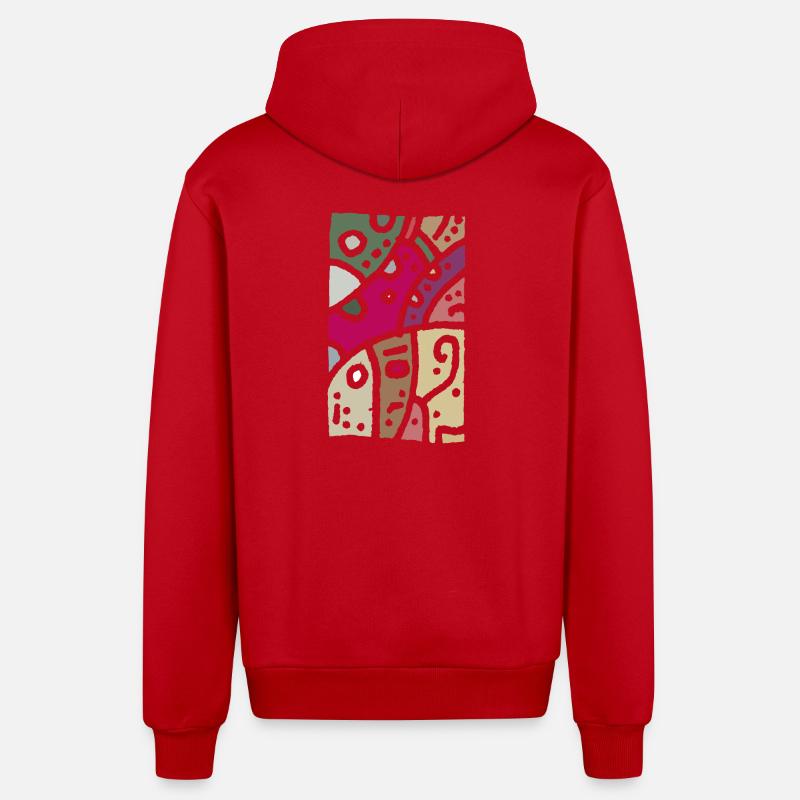Modèle art - ethno couleur - Veste à capuche bio décontractée fabriquée en UE - rouge
