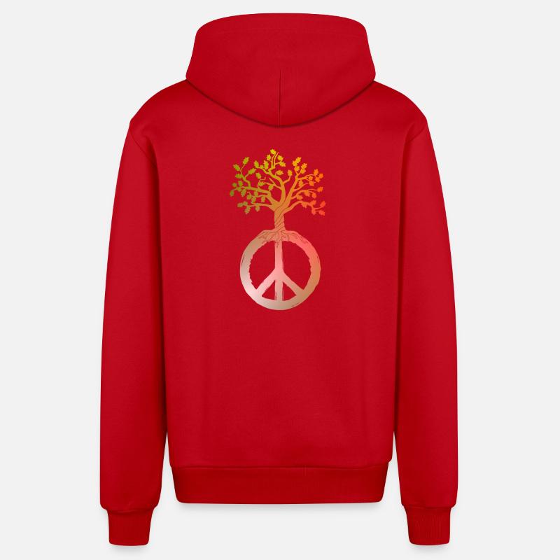 Arbre de la paix Paix - Veste à capuche bio décontractée fabriquée en UE - rouge