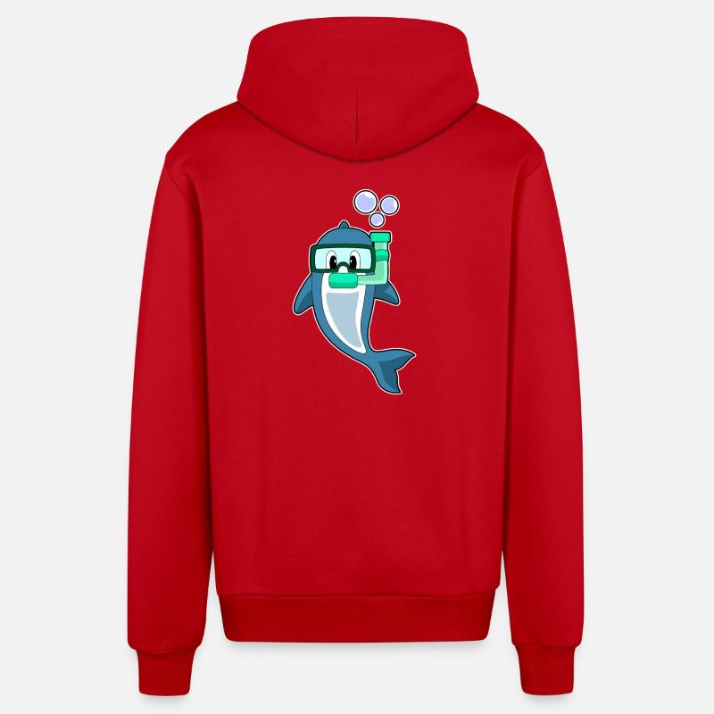 Dolphin Diver Snorkel - Veste à capuche bio décontractée fabriquée en UE - rouge