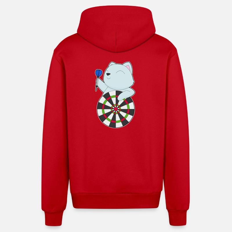 Cible de fléchettes pour chat - Veste à capuche bio décontractée fabriquée en UE - rouge