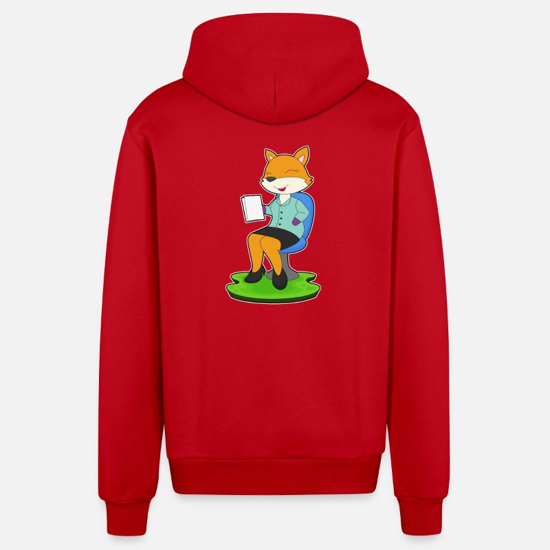 Note du secrétaire Fox - Veste à capuche bio décontractée fabriquée en UE - rouge