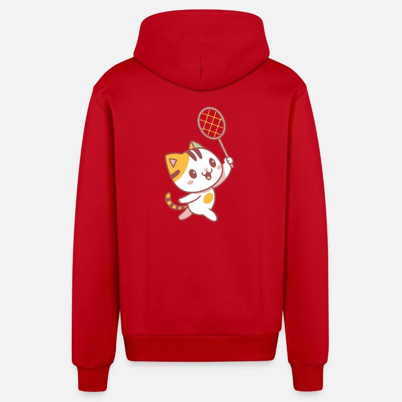 Chaton Badminton Joyeux - Veste à capuche bio décontractée fabriquée en UE - rouge
