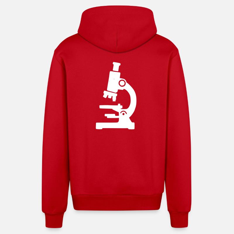 Microscope Silhouette Laboratory - Organic Relaxed Hooded Jacket Made in EU - red