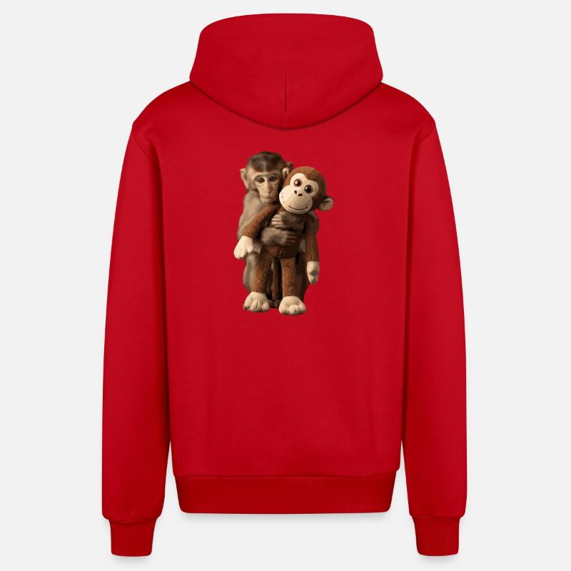 Souvenir d’idée cadeau Viral Punch Monkey - Veste à capuche bio décontractée fabriquée en UE - rouge