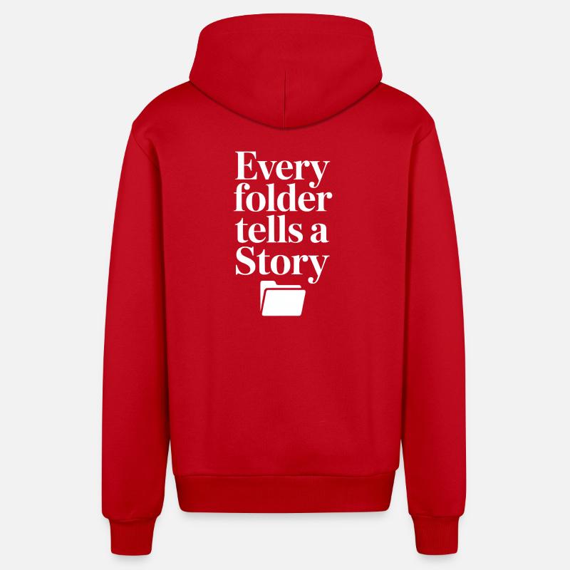 Chaque dossier raconte une histoire - Veste à capuche bio décontractée fabriquée en UE - rouge