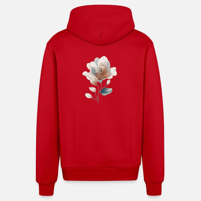 Fleur délicate - Veste à capuche bio décontractée fabriquée en UE - rouge
