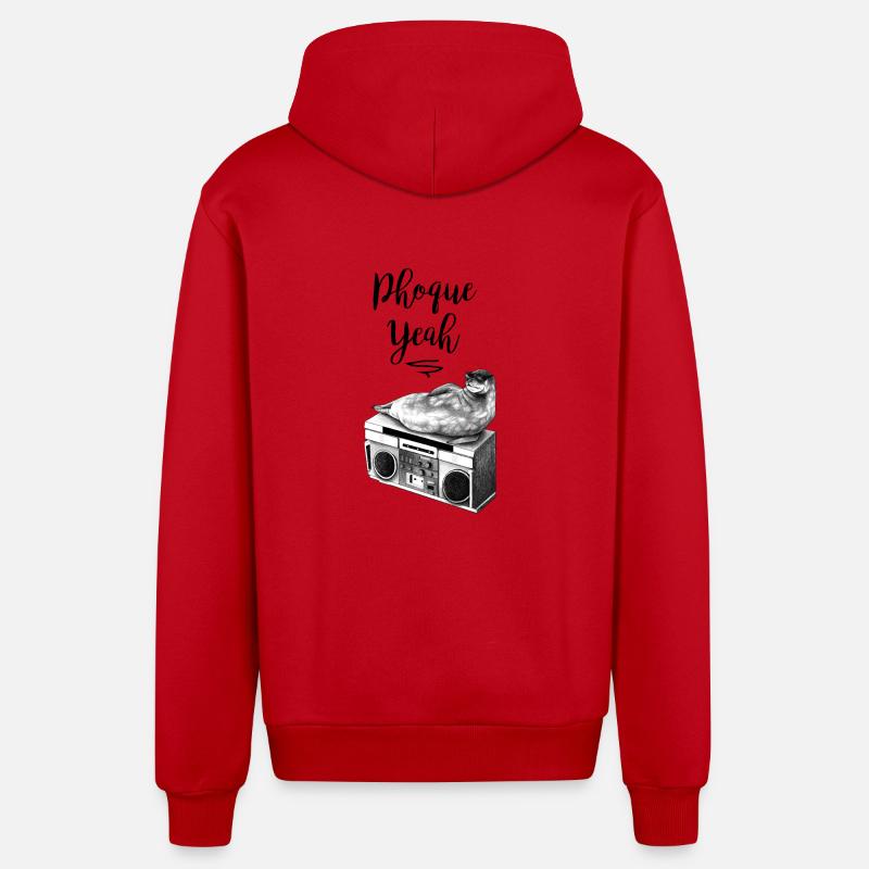 Phoque Yeah - Veste à capuche bio décontractée fabriquée en UE - rouge