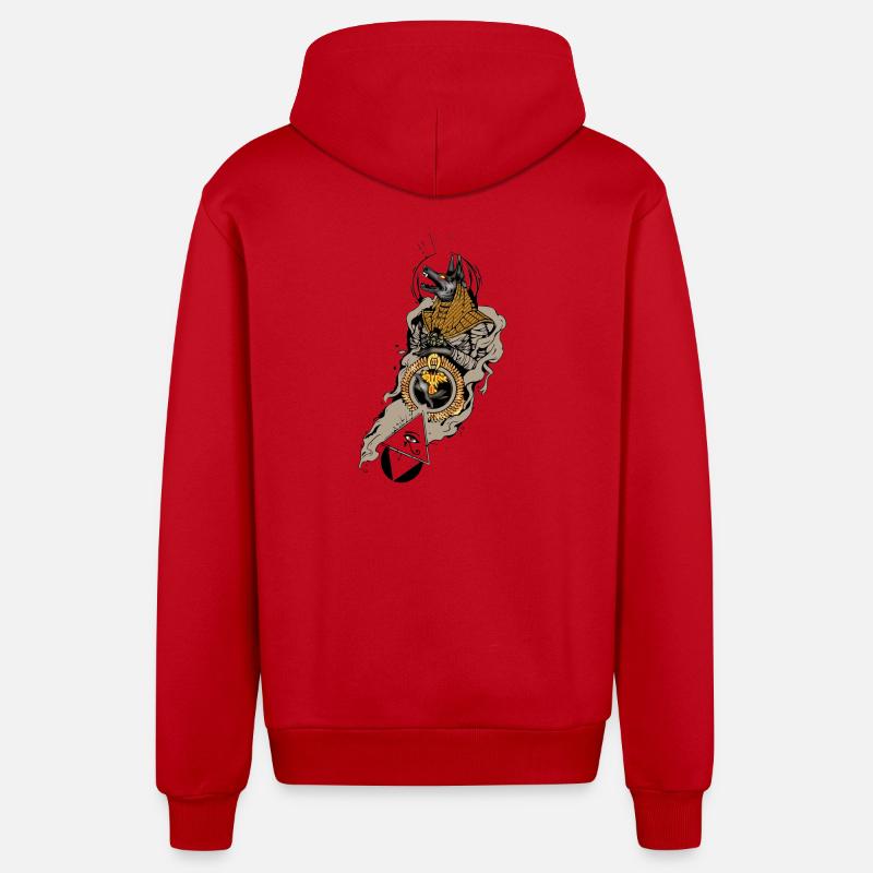 Superbe design égyptien, anubis à l’œil - Veste à capuche bio décontractée fabriquée en UE - rouge