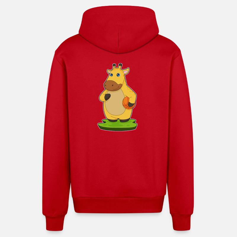 Girafe Basketteur Basketteur - Veste à capuche bio décontractée fabriquée en UE - rouge