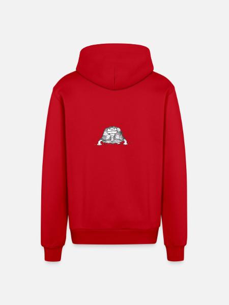 Turtle # North German art - Organic Relaxed Hooded Jacket Made in EU - red
