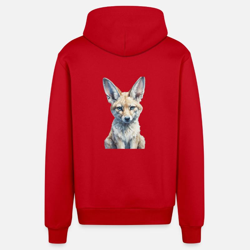 Fennec Renard - Veste à capuche bio décontractée fabriquée en UE - rouge
