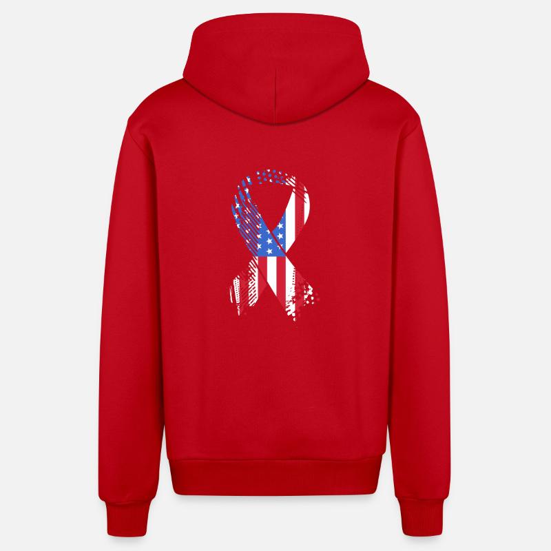 Multiple Sclerosis MS - Organic Relaxed Hooded Jacket Made in EU - red