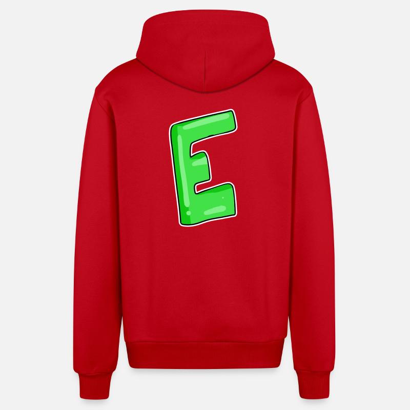 Letter E Initial point - Organic Relaxed Hooded Jacket Made in EU - red