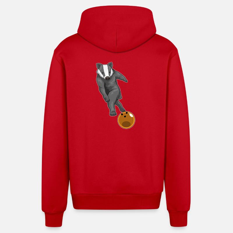 Badger Boule de bowling - Veste à capuche bio décontractée fabriquée en UE - rouge