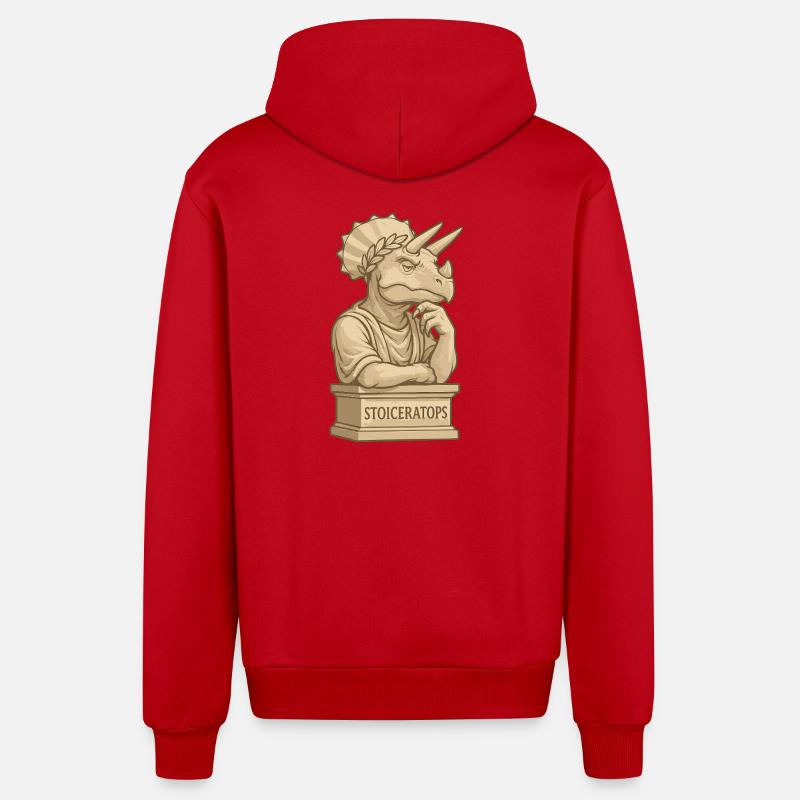 Stoiceratops - Veste à capuche bio décontractée fabriquée en UE - rouge