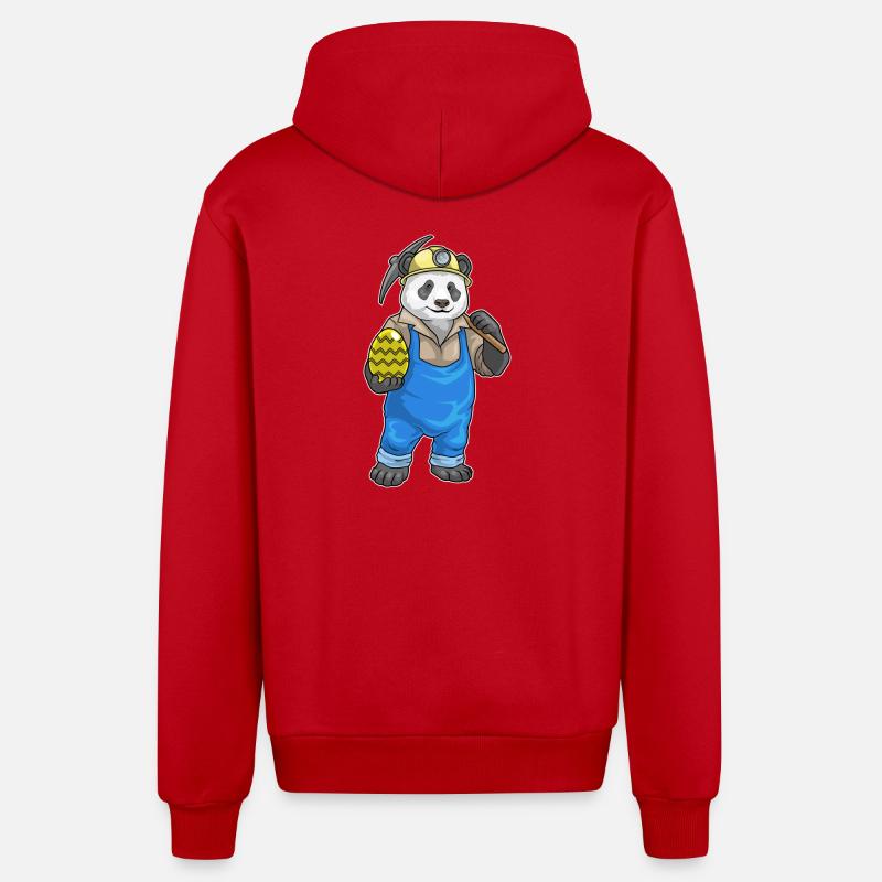 Panda Easter Mining - Organic Relaxed Hooded Jacket Made in EU - red