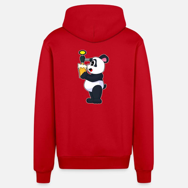 Bière Panda - Veste à capuche bio décontractée fabriquée en UE - rouge