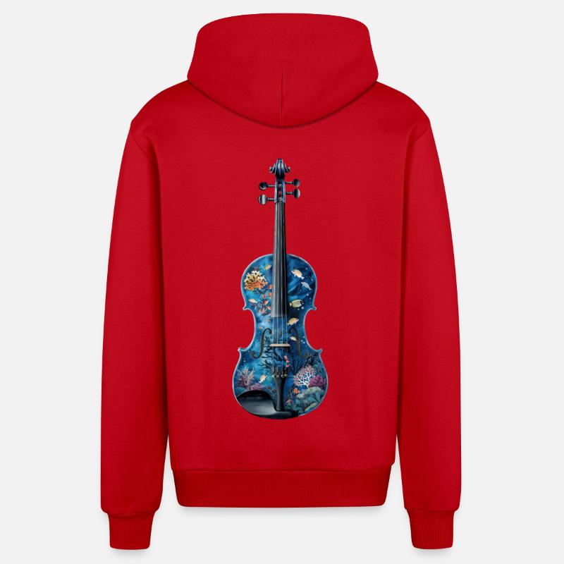 Violon Poisson - Veste à capuche bio décontractée fabriquée en UE - rouge
