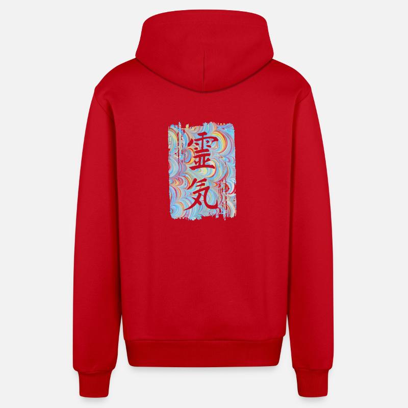 reiki japanisch e 63 - Organic Relaxed Kapuzenjacke Made in EU - Rot