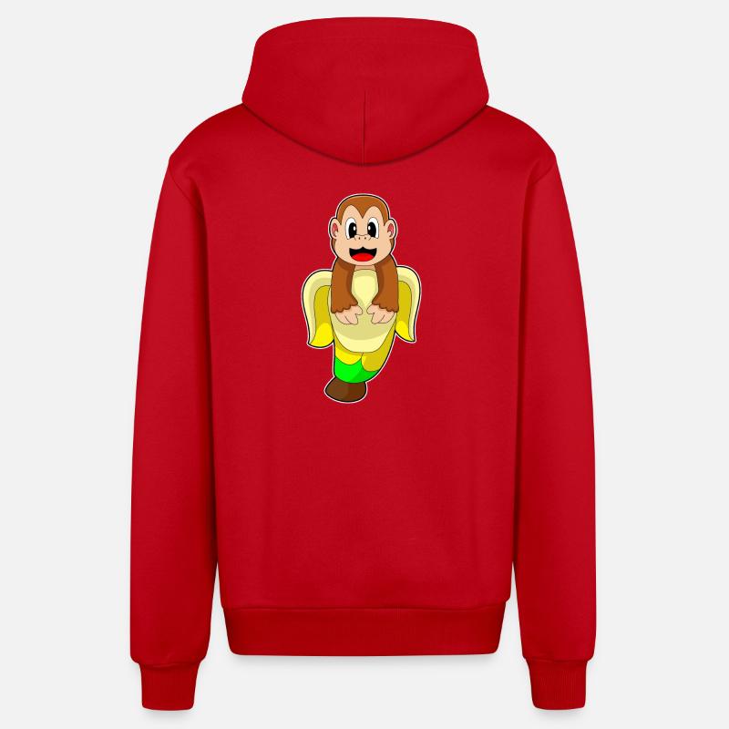 Singe Banane - Veste à capuche bio décontractée fabriquée en UE - rouge