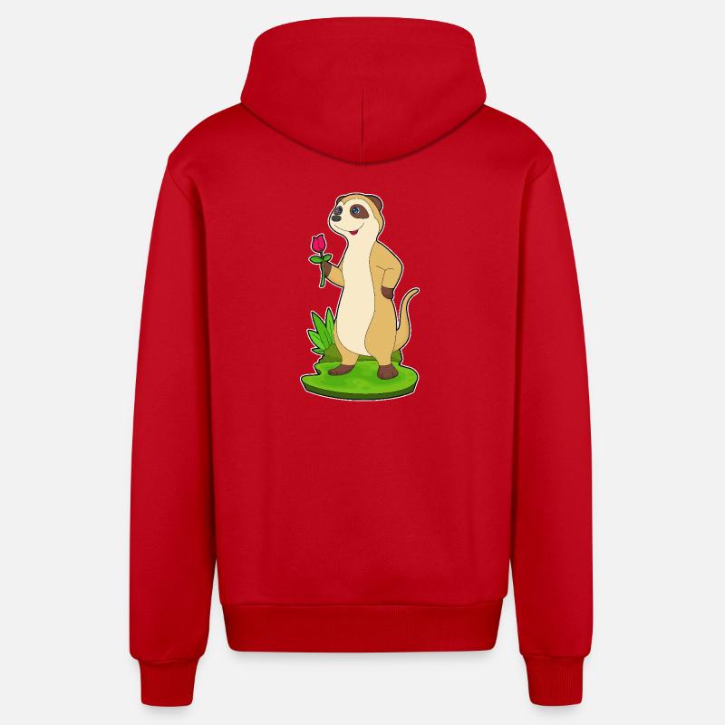 Suricate Rose Fleur - Veste à capuche bio décontractée fabriquée en UE - rouge