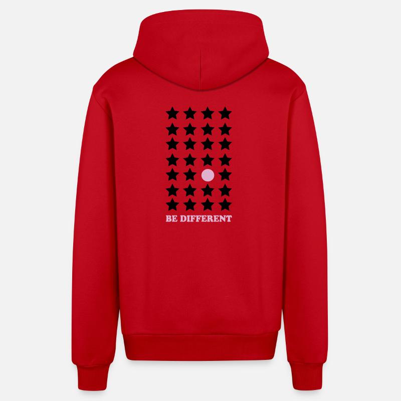 Be Different – Pastel Point Be Different - Organic Relaxed Hooded Jacket Made in EU - red