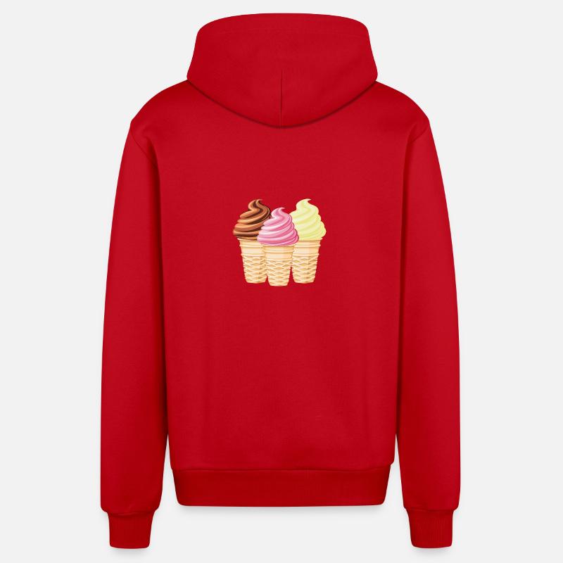 Softeis Vanille Schokolade Erdbeere - Organic Relaxed Kapuzenjacke Made in EU - Rot
