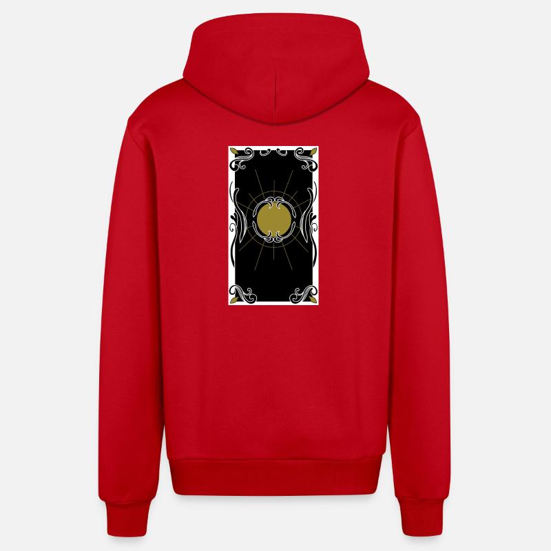 Dos de carte de tarot - Veste à capuche bio décontractée fabriquée en UE - rouge