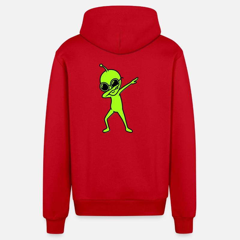 Alien Dab - Organic Relaxed Hooded Jacket Made in EU - red