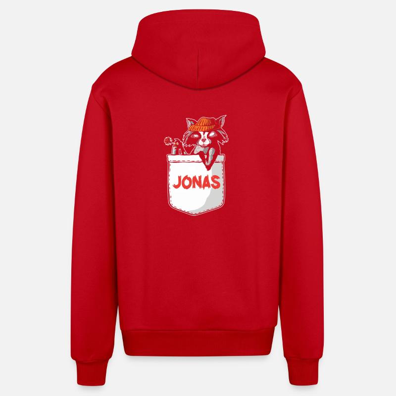 Raton laveur Jonas - Veste à capuche bio décontractée fabriquée en UE - rouge