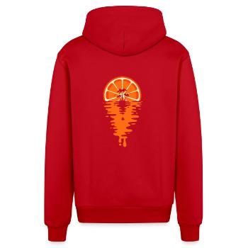 Orangensaft bei Sonnenuntergang - Coucher de soleil Orange - Organic Relaxed Kapuzenjacke Made in EU - Rot - Hinten