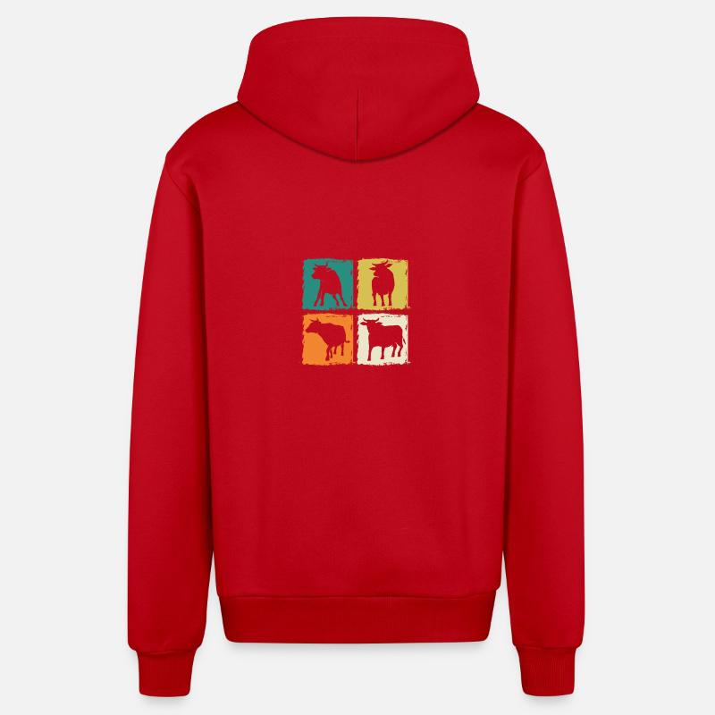 Bovins de buffle Bœufs - Veste à capuche bio décontractée fabriquée en UE - rouge
