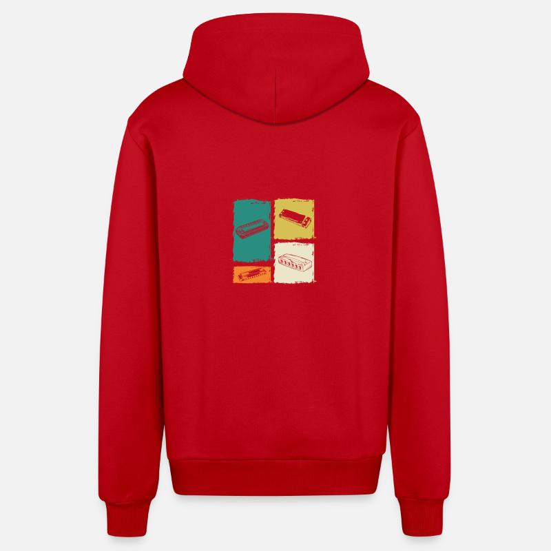 Harmonica Harmonica - Organic Relaxed Hooded Jacket Made in EU - red