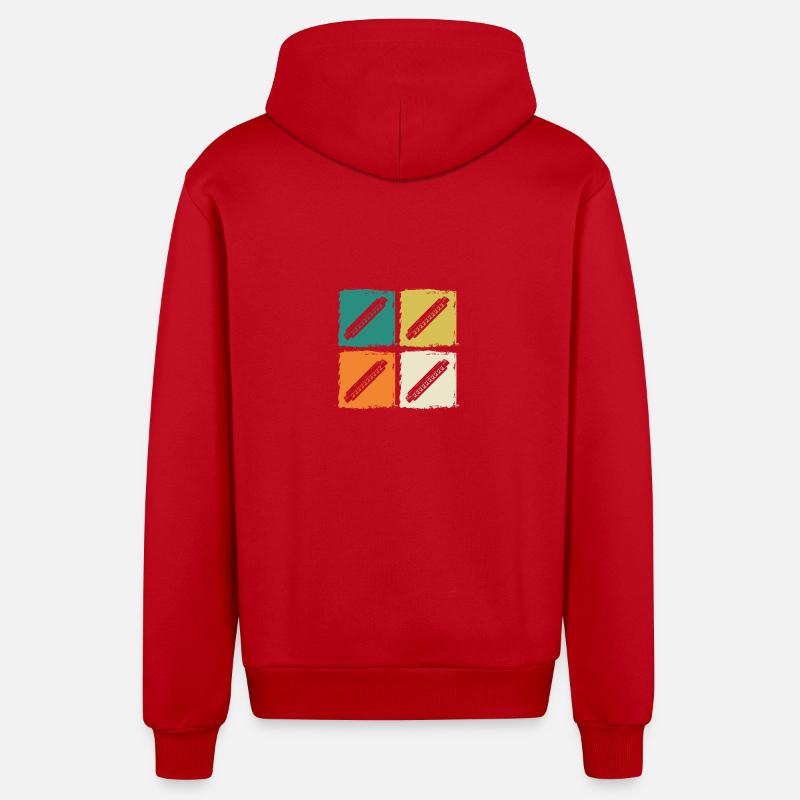 Harmonica Harmonica - Organic Relaxed Hooded Jacket Made in EU - red