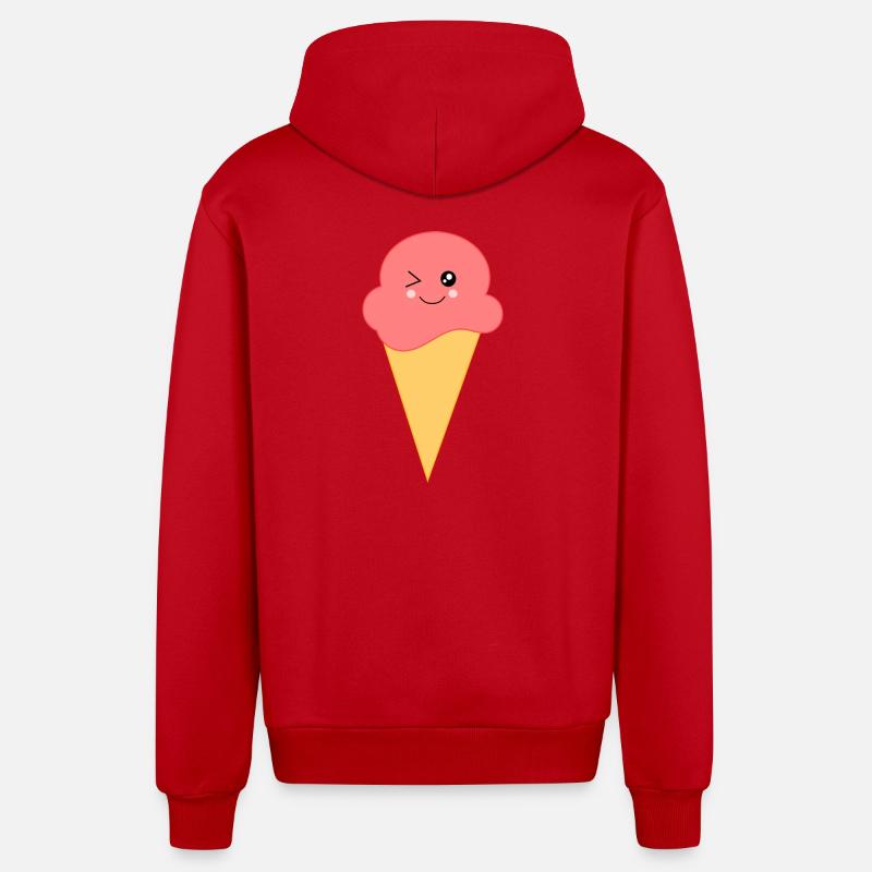 Eis Eiscreme Erdbeereis - Organic Relaxed Kapuzenjacke Made in EU - Rot