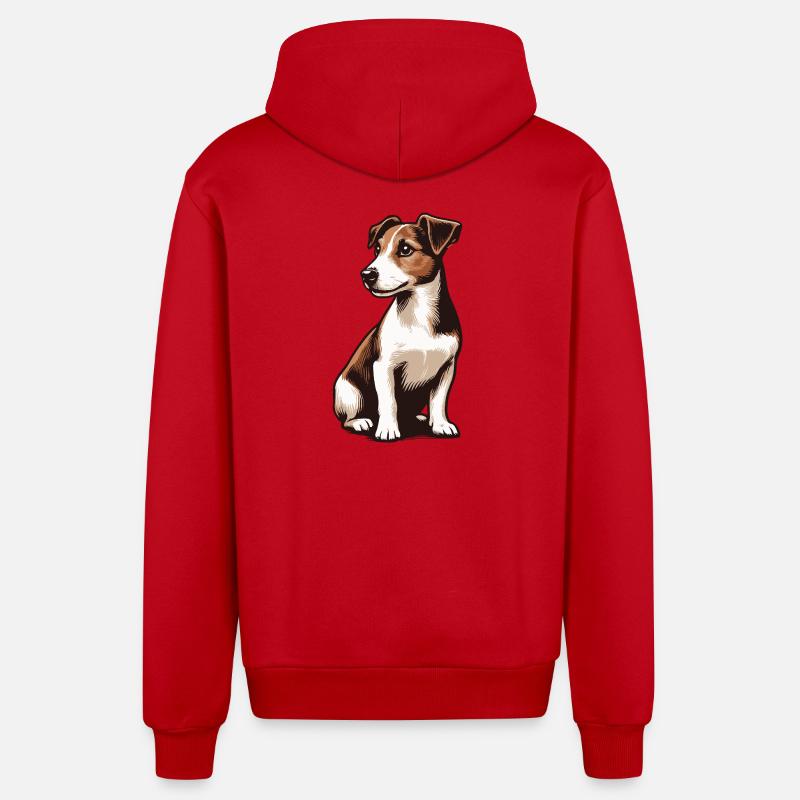 Jack Russell Terrier - Veste à capuche bio décontractée fabriquée en UE - rouge