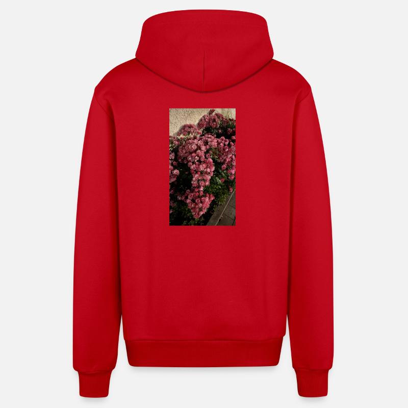 Fleur de rose dans le jardin - Veste à capuche bio décontractée fabriquée en UE - rouge
