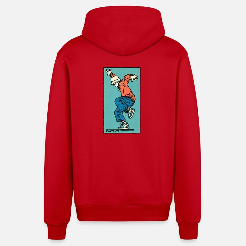 Danseur masculin #3 - Veste à capuche bio décontractée fabriquée en UE - rouge
