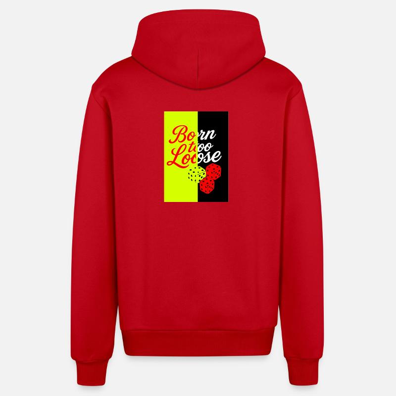 Conception de dés et de citations - Veste à capuche bio décontractée fabriquée en UE - rouge