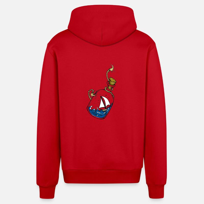 bouteille à la mer - Veste à capuche bio décontractée fabriquée en UE - rouge