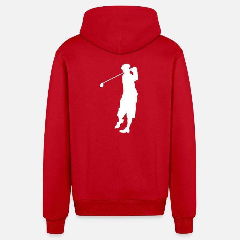 Silhouette de golf - Veste à capuche bio décontractée fabriquée en UE - rouge