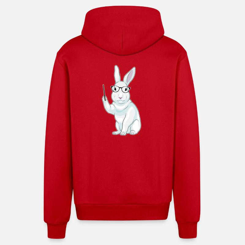 Hase Lehrer Pointer - Organic Relaxed Kapuzenjacke Made in EU - Rot