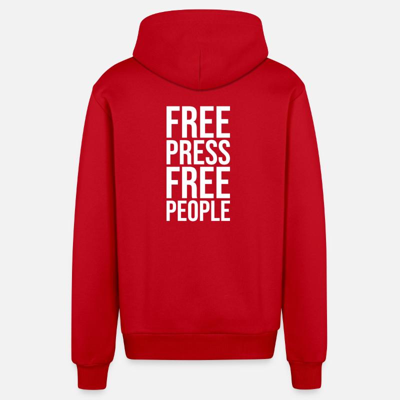 Libres de presse, libres de peuple - Veste à capuche bio décontractée fabriquée en UE - rouge
